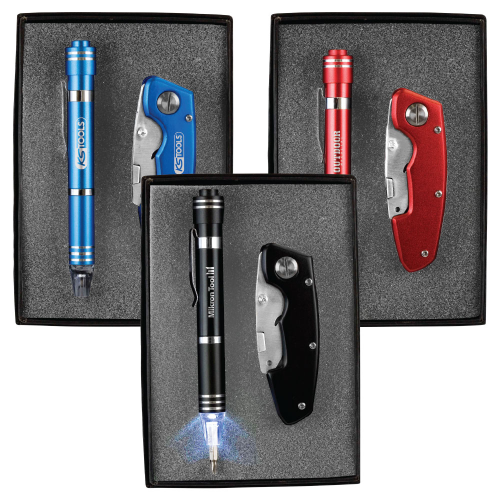 Promotional LED Screwdriver & Utility Cutter Gift Set