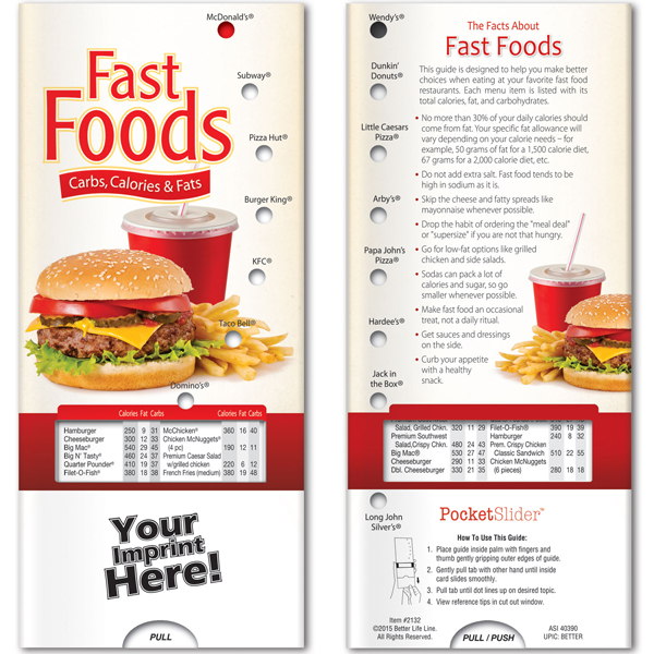 Promotional Fast Food Custom Pocket Slider