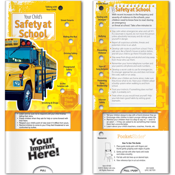 Promotional Pocket Slider Safety at School