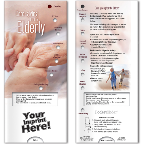 Promotional Pocket Slider: Care-Giving for Your Elderly