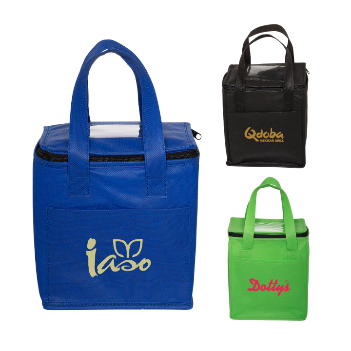 Promotional Non-Woven Cubic Lunch Bag w/ ID Slot 