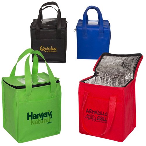 Promotional Non-Woven Cubic Lunch Bag w/ ID Slot 