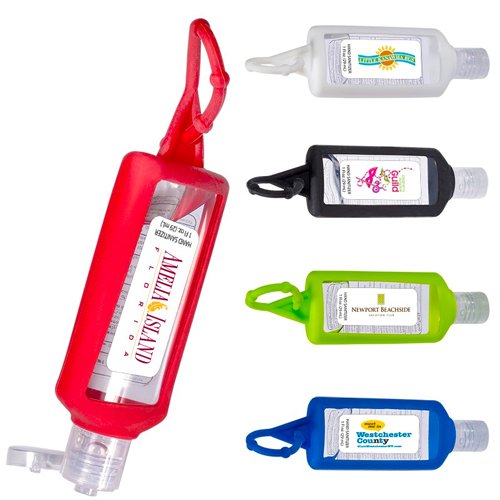 Promotional Sanitizer w/ Silicone Holder - 1 oz.