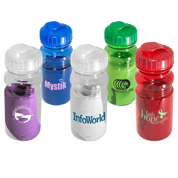 Promotional Cooling Towel in Water Bottle 