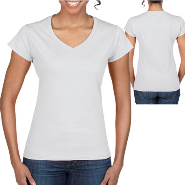 Promotional Gildan® Softstyle® Ladies V-Neck T-Shirt - White