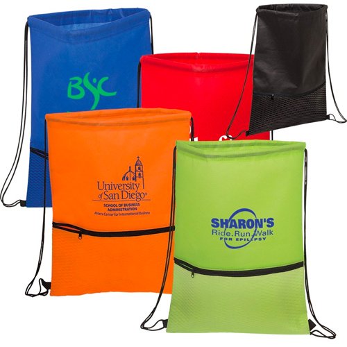 Promotional Texture Pocket Non-Woven Drawstring Backpack