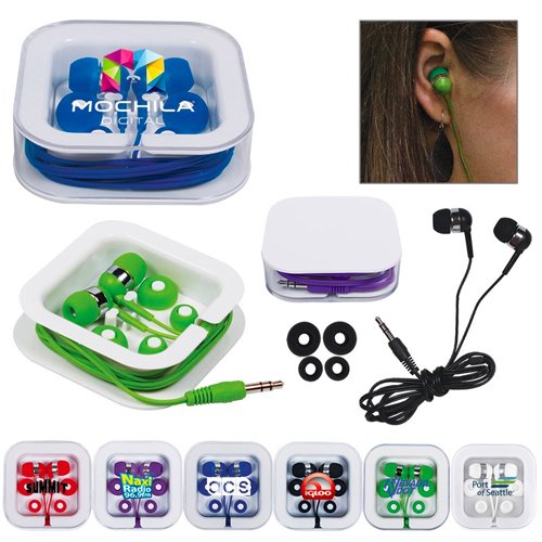 Promotional Earbuds in Square Case