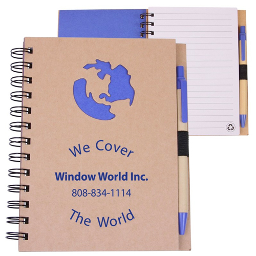 Promotional EcoshapesTM Recycled Notebook: Globe 
