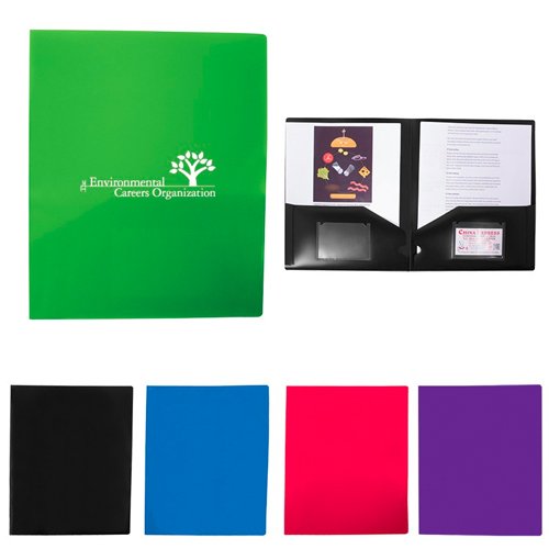 Promotional 2 Pocket Folder with Business Card Slots