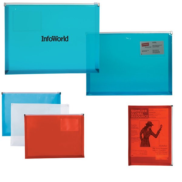 Promotional Poly Zip Closure Envelope w/ Business Card Slot 
