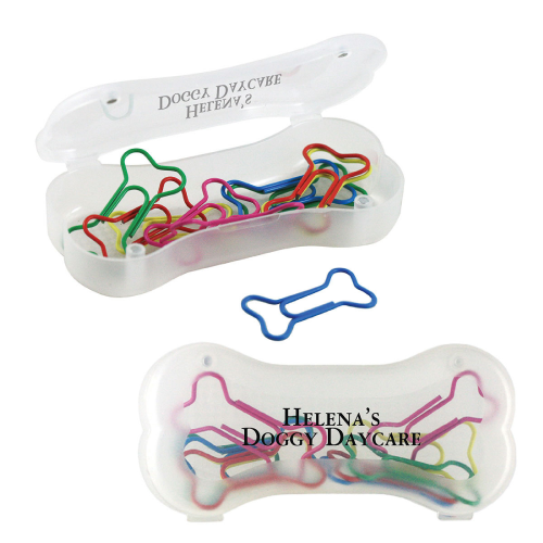 Promotional Dog Bone Shaped Paper Clips & Case