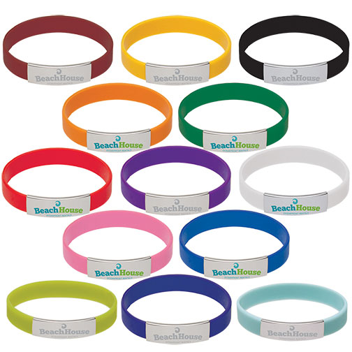 Promotional Silicone Bracelet w/Metal Accent