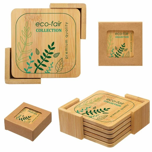 Promotional Bamboo Coaster Set