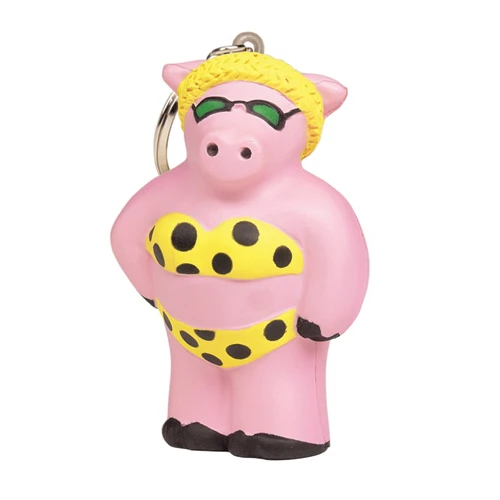 Promotional Cool Beach Pig Squeezie Keyring