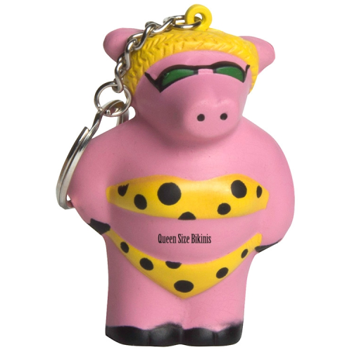 Promotional Cool Beach Pig Squeezie Keyring