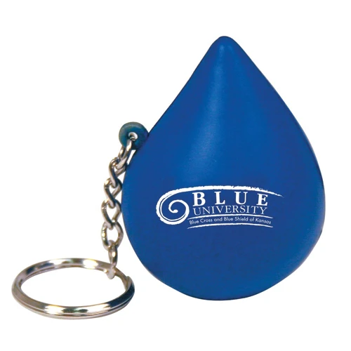 Promotional Blue Drop Squeezie Key Ring