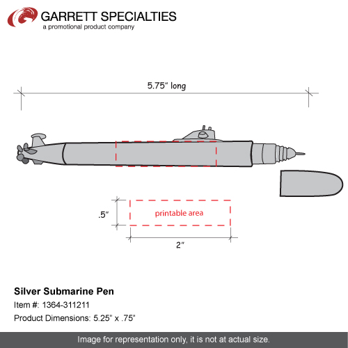 Silver Submarine Pen Promotional Silver Submarine Pen Fun Pens 0.66 Ea
