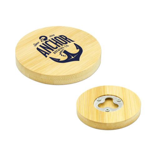 Promotional Bamboo Coaster with Bottle Opener