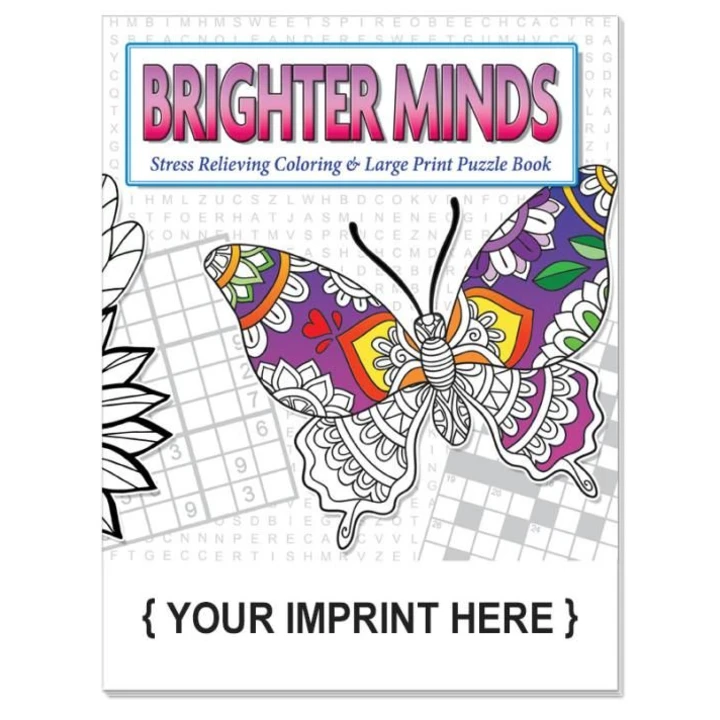Promotional Brighter Minds Large Print /Stress Relieving Coloring Book Combo