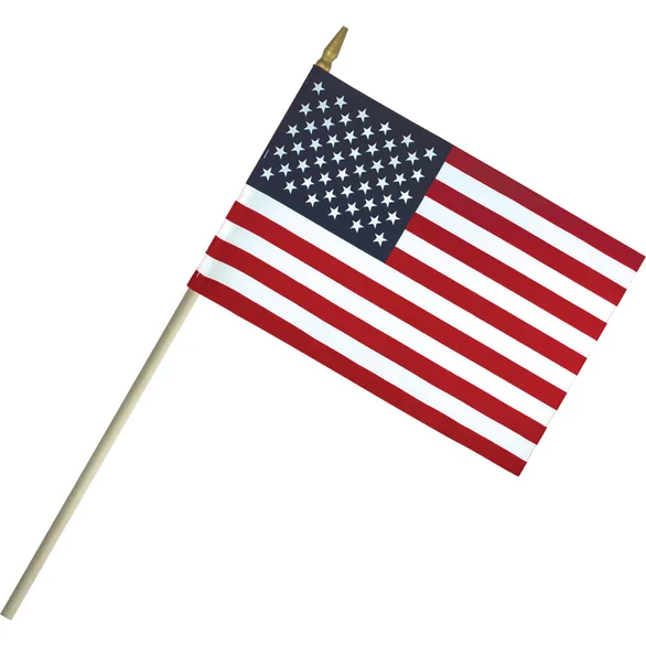 Promotional 6 x 4 Economy Cotton US Stick Flag with Spear Top