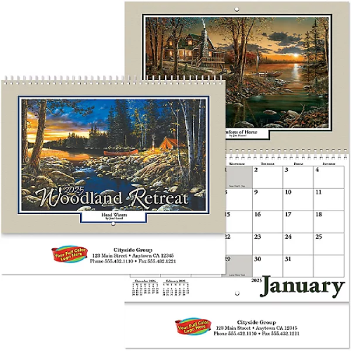 Custom Woodland Retreat Spiral Wall Calendar  
