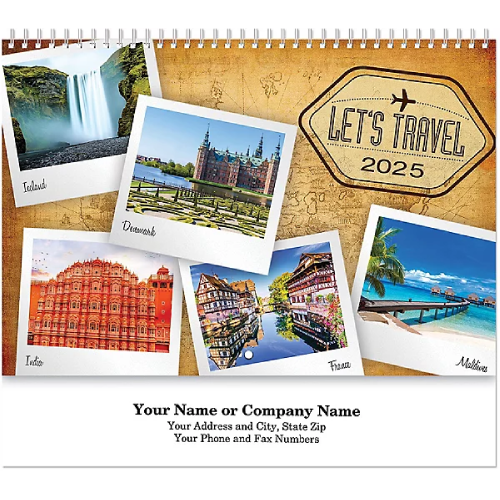 Promotional Let's Travel! Wall Calendar - Spiraled