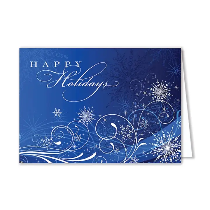 Promotional Blue Swirl Holiday Card