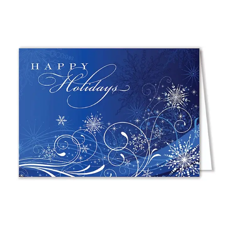 Promotional Blue & White Ornament Holiday Card