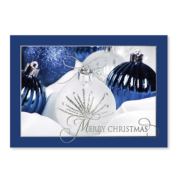 Promotional Blue & White Ornament Holiday Card