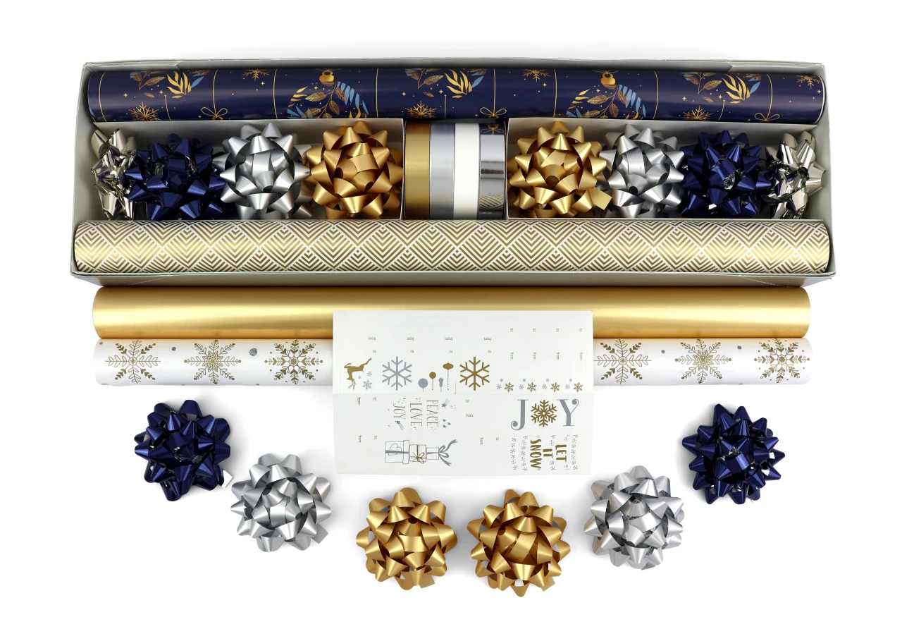 Promotional 4-Roll Elegant Coordinated Gift Wrap Kit