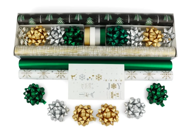 Promotional 4-Roll Upscale Coordinating Gift Wrap Kit