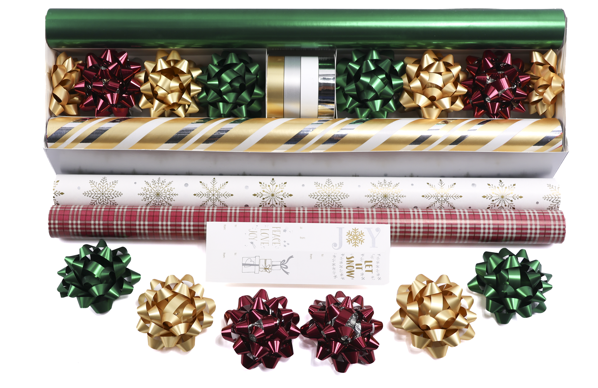 Promotional 4-Roll Upscale Traditional Coordinated Gift Wrap Kit