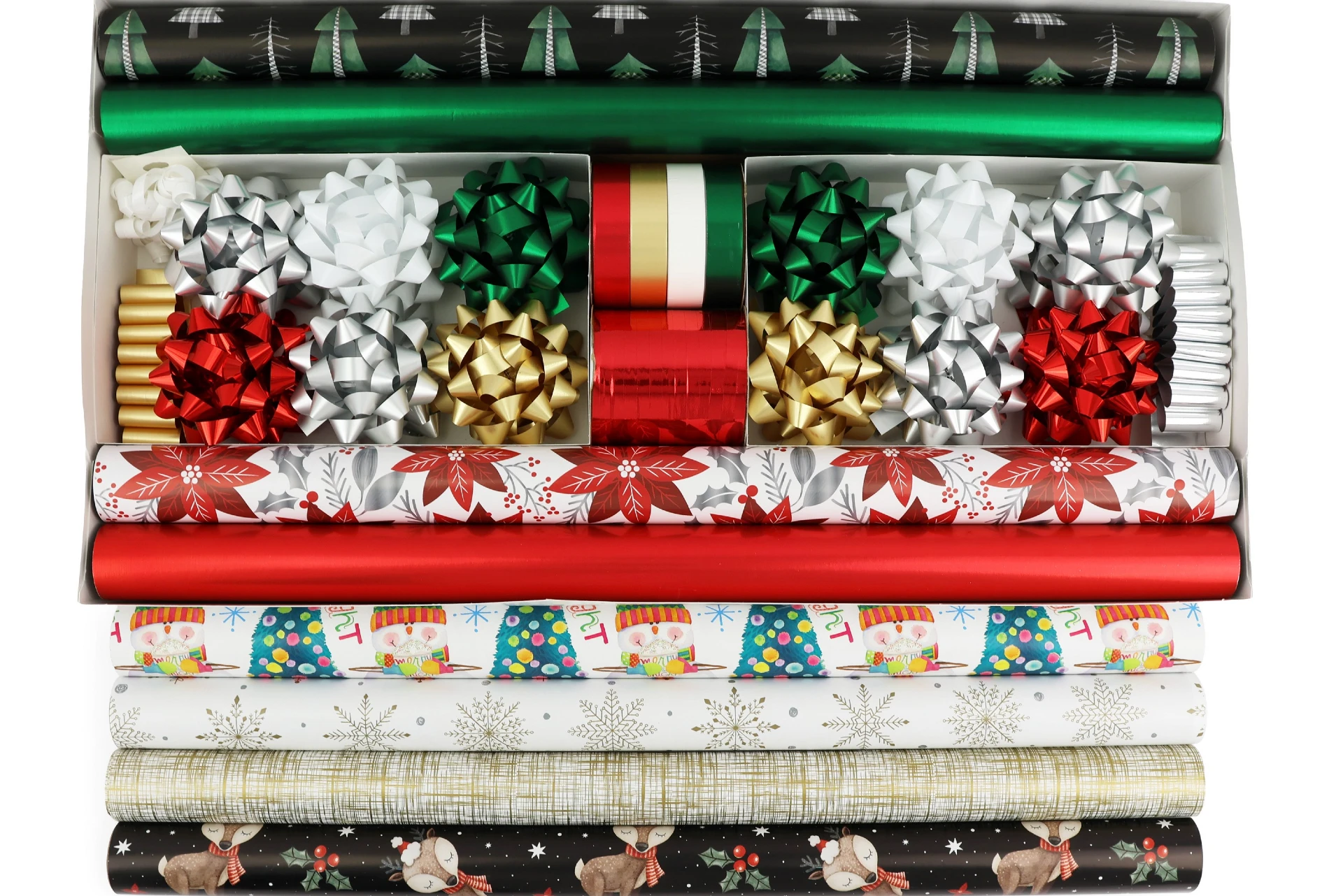 Promotional 8-Roll Upscale Traditional Coordinated Gift Wrap Kit