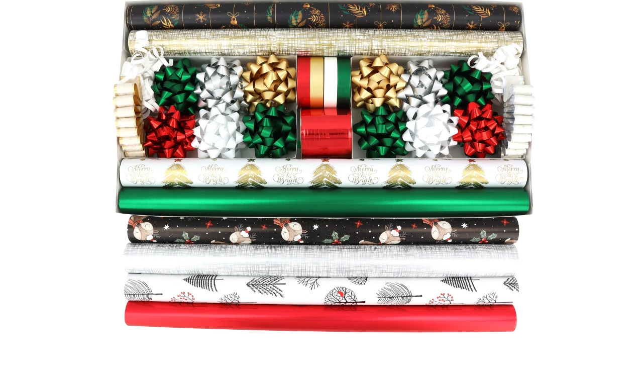 Promotional 8-Roll Upscale Traditional Coordinated Gift Wrap Kit