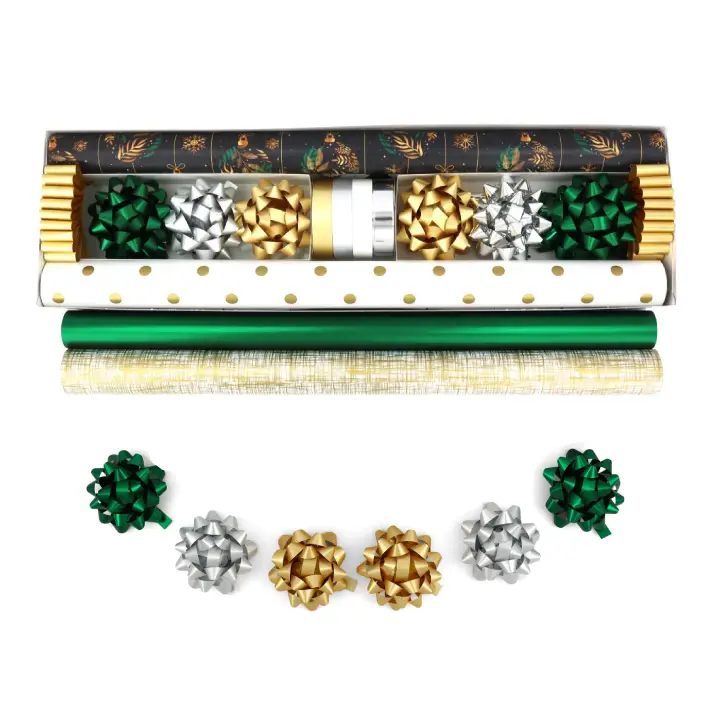 4-Roll Upscale Traditional Coordinated Gift Wrap Kit Promotional 4-Roll Upscale Traditional Coordinated Gift Wrap Kit