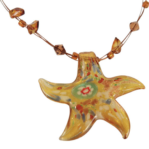 Dichroic Star Beaded Necklace