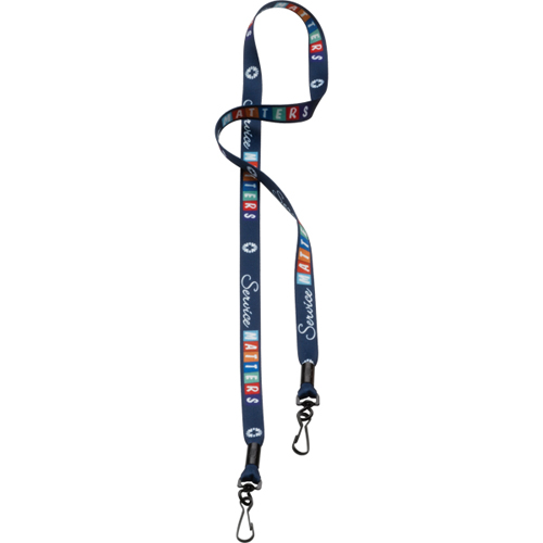 Promotional Dye-Sublimated Polyester 2 Swivel J-Hook Badge Lanyard 1/2 Inch