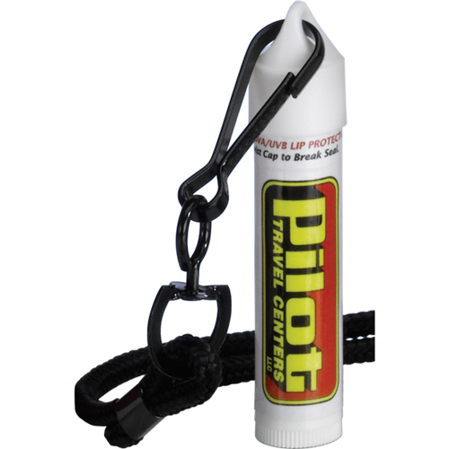 Promotional SPF 15 Lip Balm White Tube and Hook Cap with Lanyard