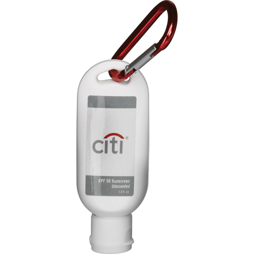 Promotional SPF 30 Sunscreen Lotion with Carabiner Clip