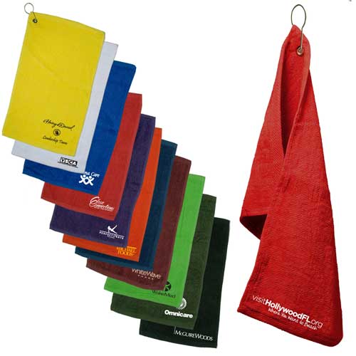 Promotional Hand Towel with Grommet - Dark Colors