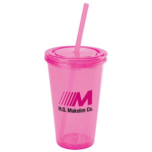 Promotional Pink Everyday Plastic Cup Tumbler