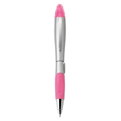 Promotional Pink Silver Blossom Pen/Highlighter 