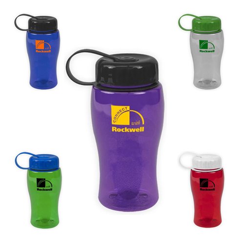 Promotional Poly-Pure Bottle with Tethered Lid 18oz