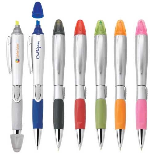 Promotional Silver Blossom Pen/Highlighter 