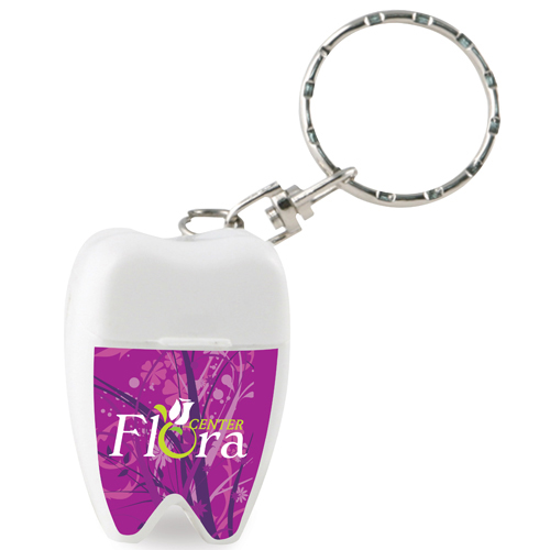 Promotional Tooth Shaped Dental Floss With Key Chain 