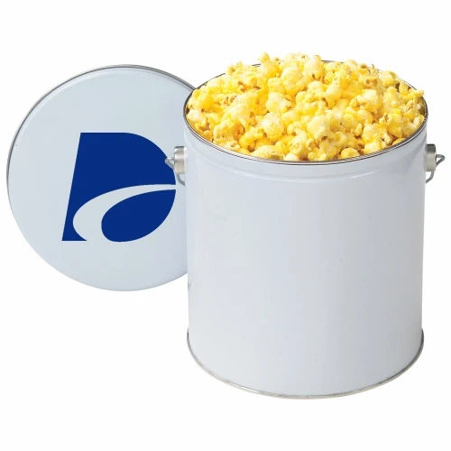 Gallon Popcorn Tin White