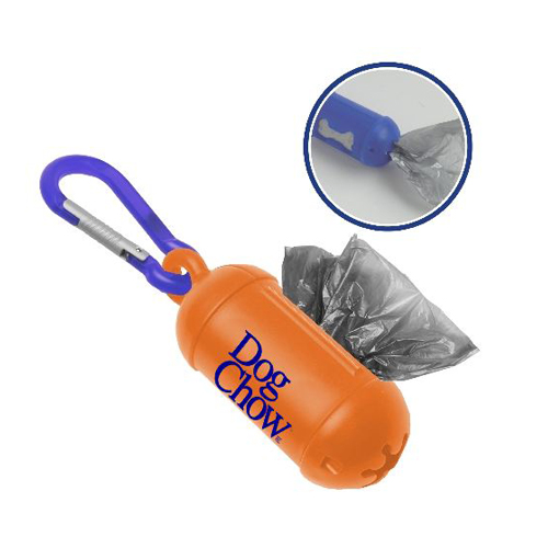 Bag Dispenser with Carabiner Orange