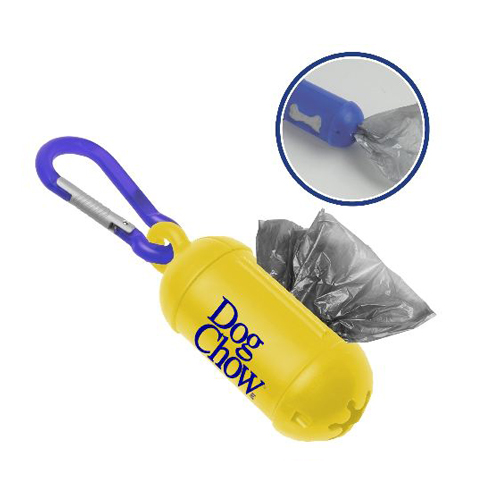 Bag Dispenser with Carabiner Yellow