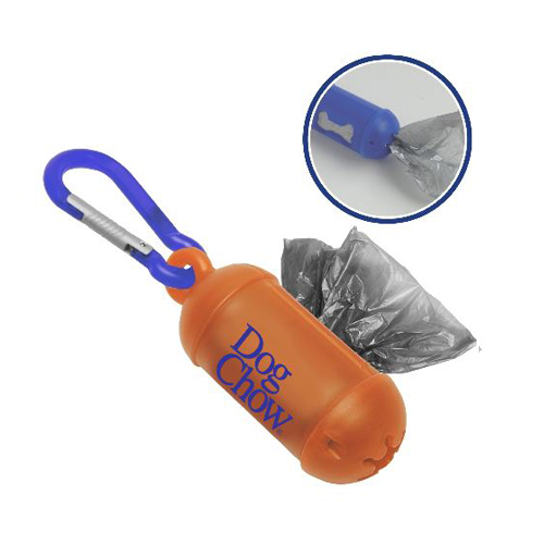 Bag Dispenser with Carabiner Translucent Orange