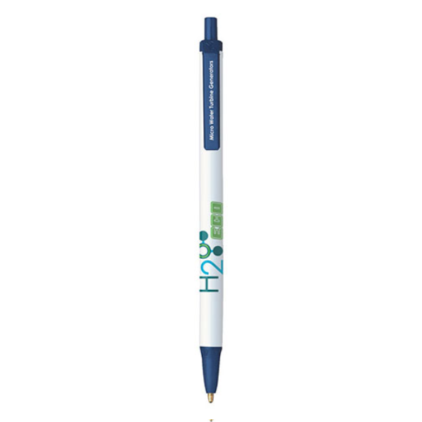 BIC® Clic Stic® Pen White Barrel/Blue Trim